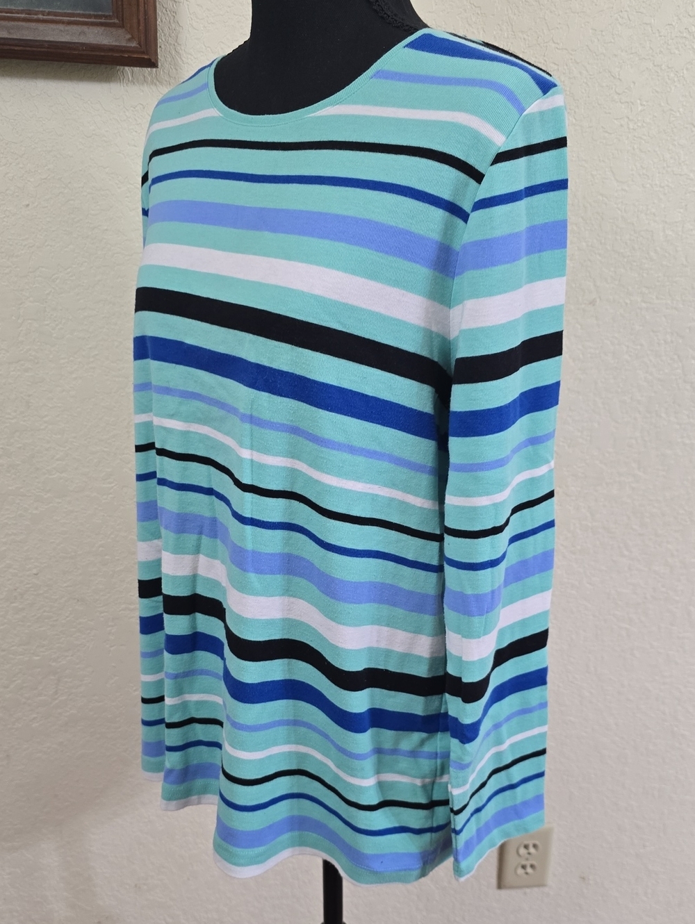 croft & barrow Striped Tee in Green, Blue & Black